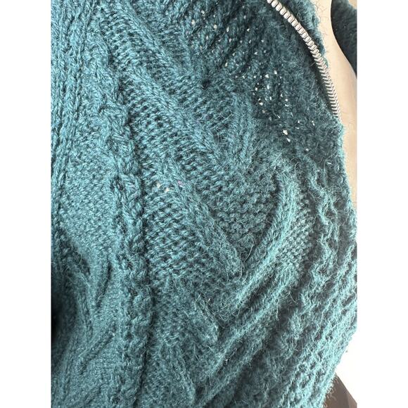 An Irish Traditional Handknit Cardigan Fisherman Sweater Pure New Wool Ireland - Picture 7 of 16